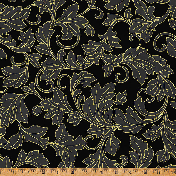 Hoffman Metallic Christmas Wish Y7823 4G Black/Gold By The Yard