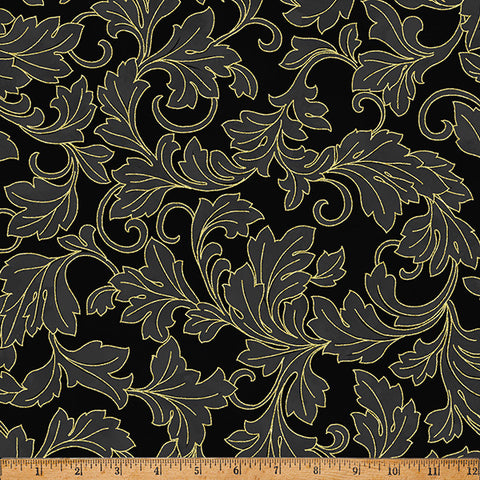 Hoffman Metallic Christmas Wish Y7823 4G Black/Gold By The Yard