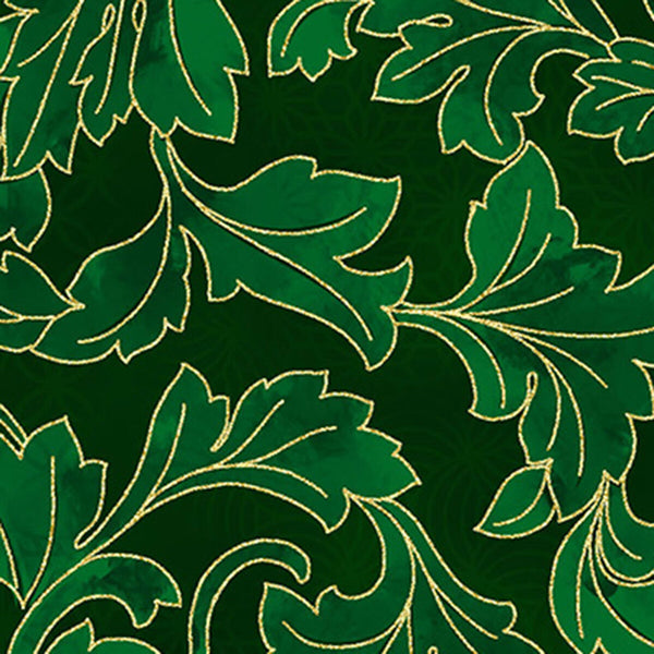 Hoffman Metallic Christmas Wish Y7823 60G Hunter/Gold By The Yard