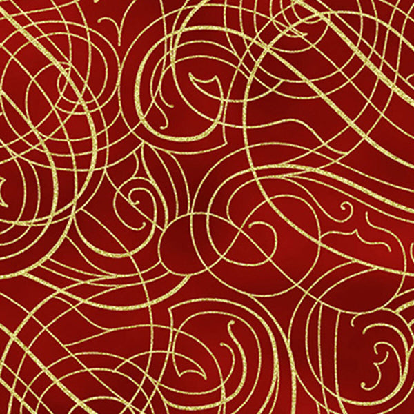 Hoffman Metallic Christmas Wish Y7824 78G Scarlet/Gold By The Yard