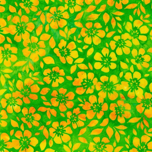 Kaufman Artisan Batiks Floral Fantasy 21810 50 Lime Floral 2.75 YARDS