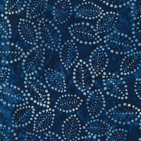 Kaufman Artisan Batiks Kasuri 22445 4 Blau Gepunktete Blätter Pro Meter