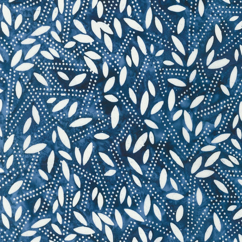 Kaufman Artisan Batiks Kasuri 22446 67 Denim Dots & Leaves Meterware