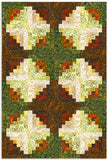 Kaufman craft batik precortado kit de edredón de cabaña de troncos de 12 bloques - cielos de otoño - amanecer