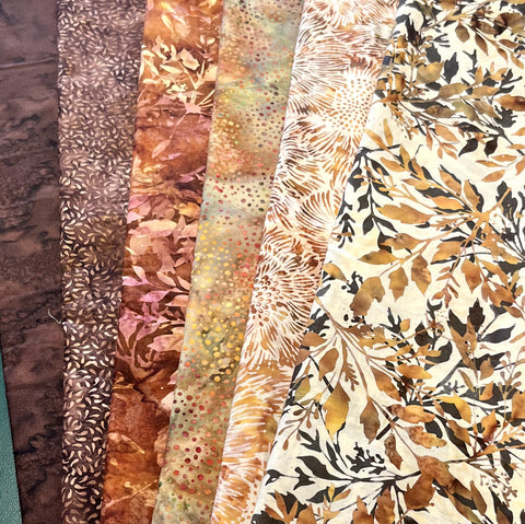 Matt's Mystery Bundles -  4.59 yards - Brown Batiks #7 - Remnants