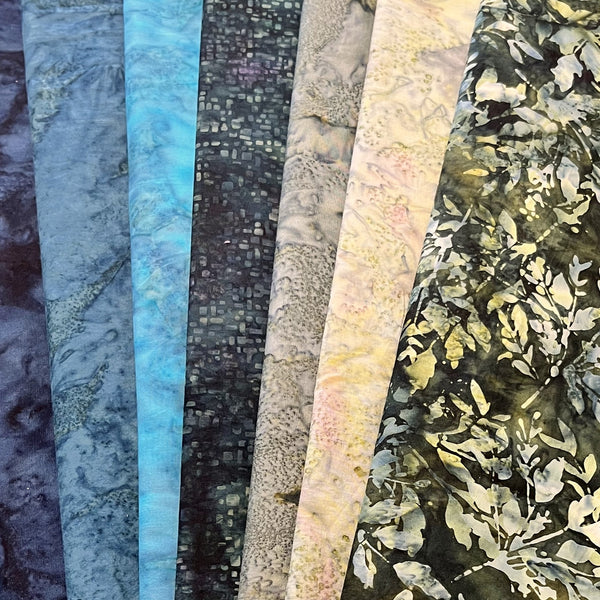 Matt's Mystery Bundles -  6.75 yards - Blue & Green Batiks #8 - Assorted Remnants