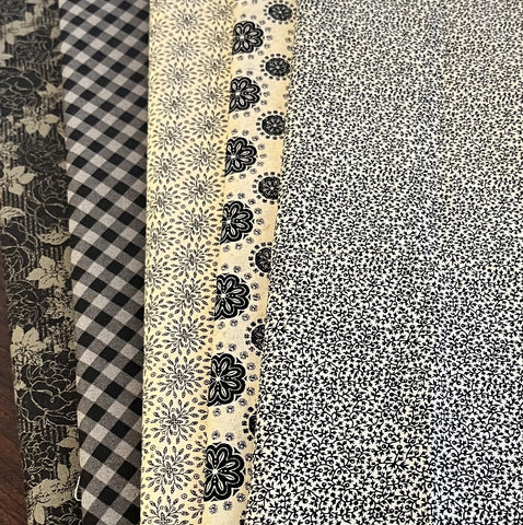 Matt's Mystery Bundles - 4.524 yards - Black & Cream - Assorted Remnants