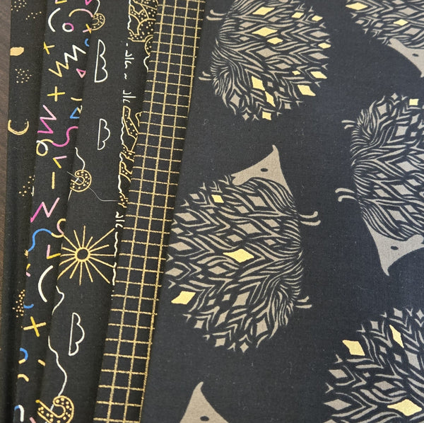 Matt's Mystery Bundles -  4.176 yards  - Black & Metallic Gold - Assorted Remnants