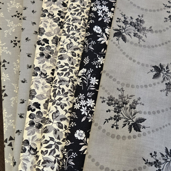 Matt's Mystery Bundles -  4.002 yards - Black, Gray & Cream- Assorted Remnants