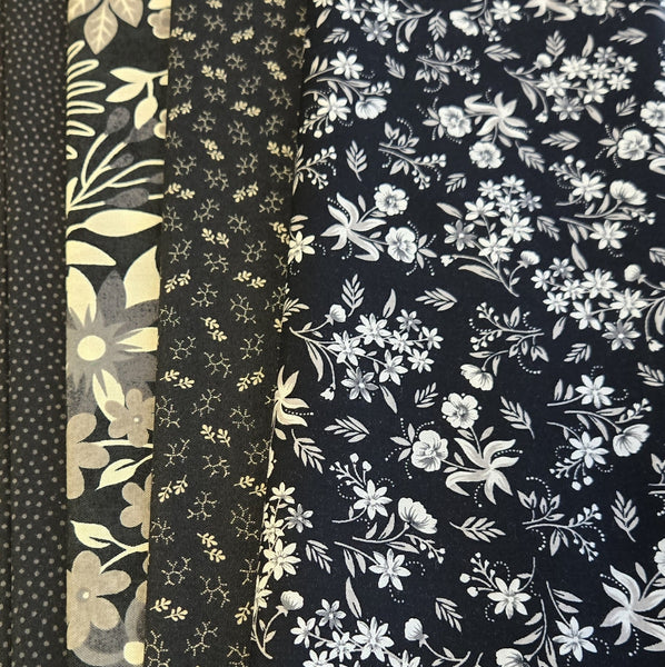 Matt's Mystery Bundles -  3.306 yards - Black Prints- Assorted Remnants