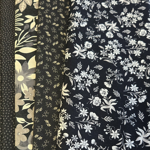 Matt's Mystery Bundles -  3.306 yards - Black Prints- Assorted Remnants