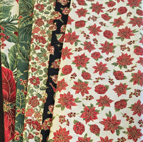 Matt's Mystery Bundles -  3.132 yards -Christmas Blossom Gold #3- Assorted Remnants
