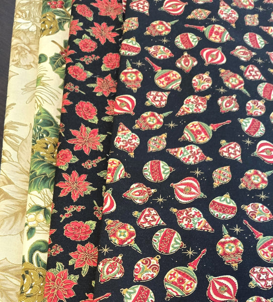 Matt's Mystery Bundles - 2.958 yards - Christmas Blossom Gold #2- Assorted Remnants