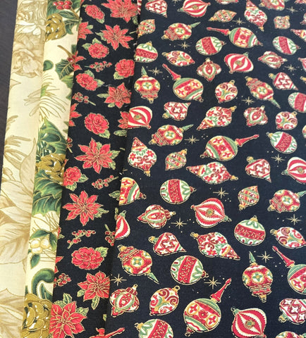 Matt's Mystery Bundles - 2.958 yards - Christmas Blossom Gold #2- Assorted Remnants