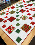 Pebble Path 64" x 90" Fully Finished Sample Quilt - Christmas Blossom