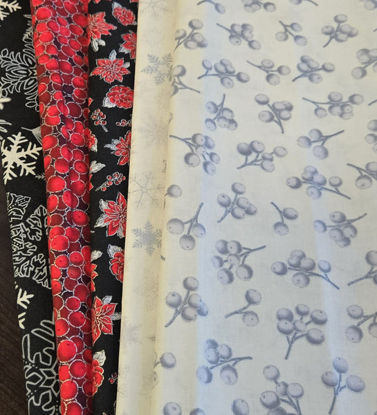 Matt's Mystery Bundles -  3.306 yards - Christmas Blossom Silver #1- Assorted Remnants