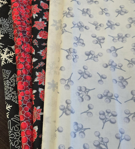 Matt's Mystery Bundles -  3.306 yards - Christmas Blossom Silver #1- Assorted Remnants