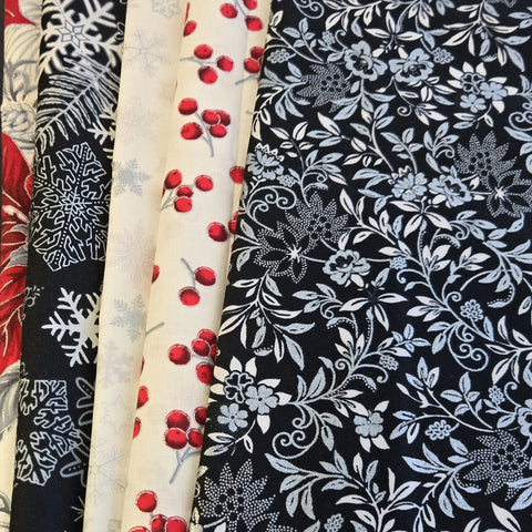 Matt's Mystery Bundles - 2.958 yards - Christmas Blossom Silver #4 - Assorted Remnants
