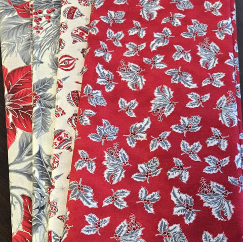 Matt's Mystery Bundles - 2.784 yards - Christmas Blossom Silver #5 - Assorted Remnants