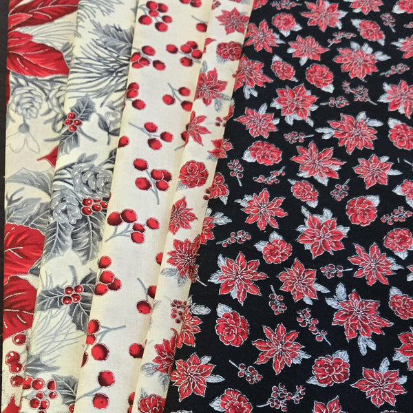 Matt's Mystery Bundles -  3.306 yards - Christmas Blossom Silver #6- Assorted Remnants