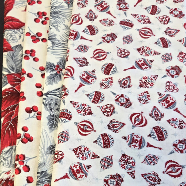 Matt's Mystery Bundles - 2.784 yards - Christmas Blossom Silver #7 - Assorted Remnants