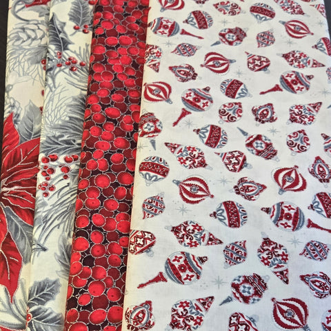 Matt's Mystery Bundles - 2.784 yards - Christmas Blossom Silver #8 - Assorted Remnants