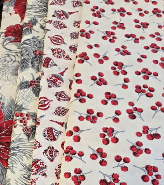 Matt's Mystery Bundles - 2.784 yards - Christmas Blossom Silver #9 - Assorted Remnants