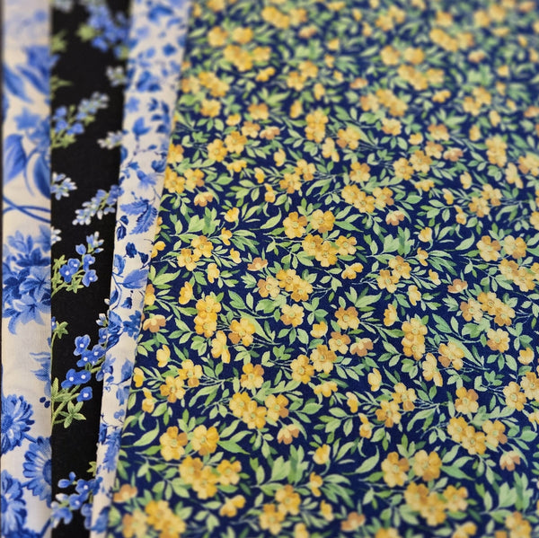 Matt's Mystery Bundles -  4.002 yards - Blue & Yellow #1- Assorted Remnants