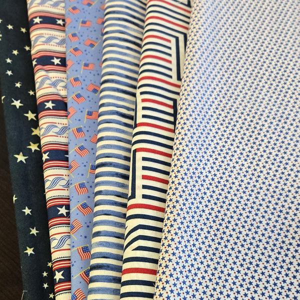 Matt's Mystery Bundles -  4.176 yards  - Blue Flags & Stars - Assorted Remnants