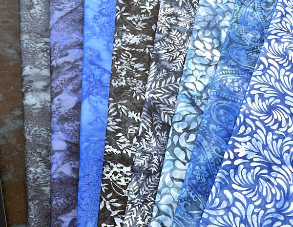 Matt's Mystery Bundles - 7.83 yards - Blue Batiks - Assorted Remnants