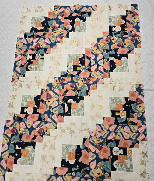 Matt's Patchwork Quilt Topper - Butterfly Wings 12-Block Log Cabin