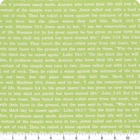Riley Blake Egg Hunt C17150 Green Empty Tomb Text By The Yard