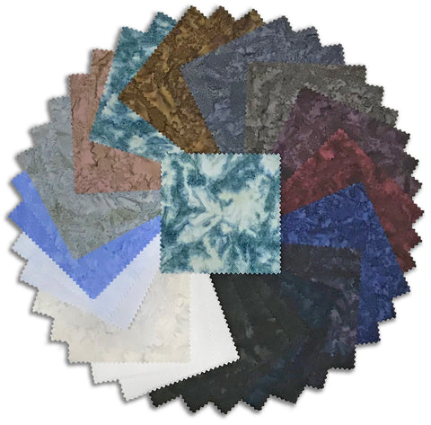 Riley Blake Expressions Batiks Pre-Cut 42 Piece 5" Stacker Charm Squares 5-21004 42 - Quartz Crystals