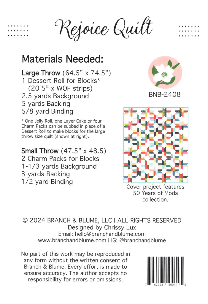 REJOICE QUILT - Branch and Blume - Pattern - BNB 2408 – Jordan Fabrics
