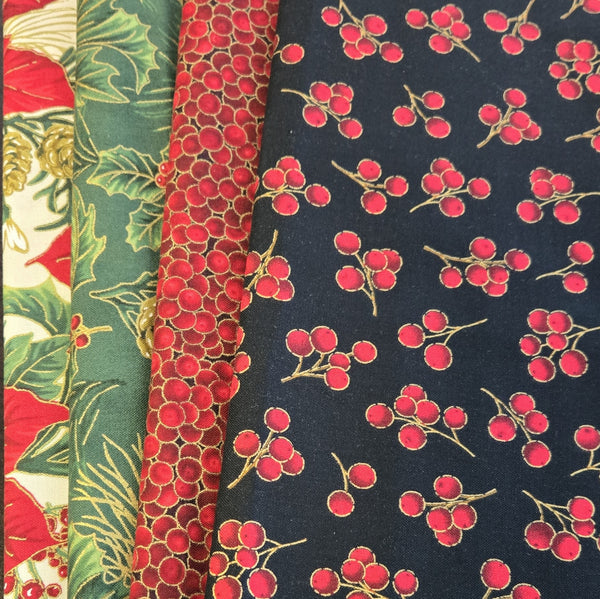 Matt's Mystery Bundles -  3.132 yards -Christmas Blossom Gold #4- Assorted Remnants