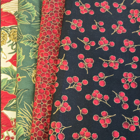 Matt's Mystery Bundles -  3.132 yards -Christmas Blossom Gold #4- Assorted Remnants