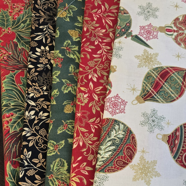 Matt's Mystery Bundles -  4.176 yards  - Christmas Blossom Gold #6 - Assorted Remnants