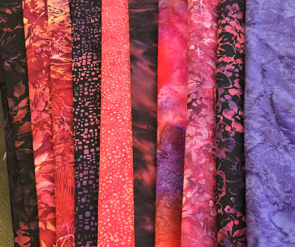 Matt's Mystery Bundles - 5.94 yards - Cranberry Batiks #2 -Assorted Remnants