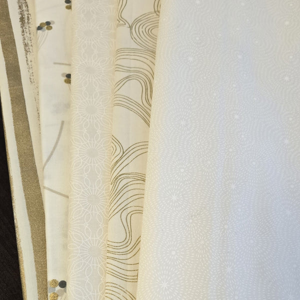 Matt's Mystery Bundles -  3.48 yards -Cream & Gold - Assorted Remnants