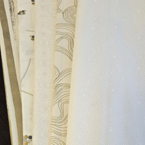 Matt's Mystery Bundles -  3.48 yards -Cream & Gold - Assorted Remnants