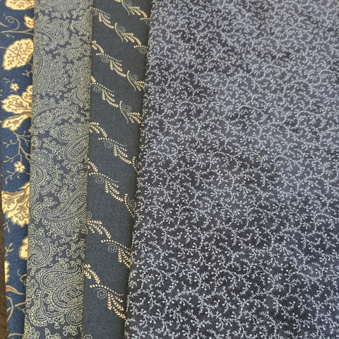 Matt's Mystery Bundles -  4.002 yards - Dark Blues - Assorted Remnants