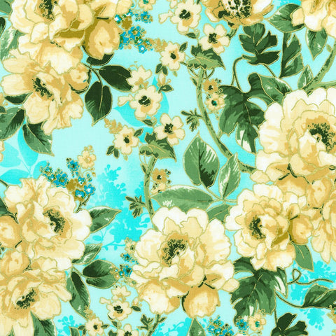 Kaufman Decadent Garden 22540 70 Aqua By The Yard