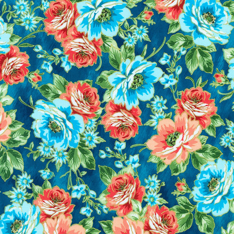 Kaufman Decadent Garden 22541 213 Teal By The Yard