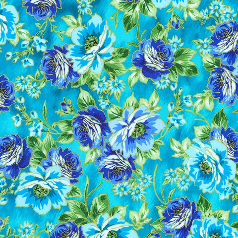 Kaufman Decadent Garden 22541 81 Turquoise By The Yard