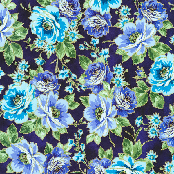 Kaufman Decadent Garden 22541 9 Navy By The Yard