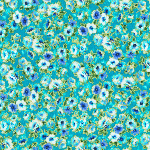 Kaufman Decadent Garden 22543 4 Blue By The Yard