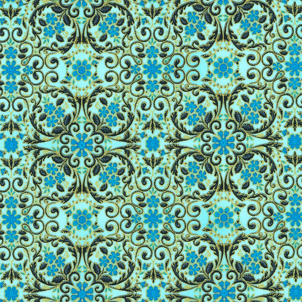 Kaufman Decadent Garden 22544 70 Aqua By The Yard