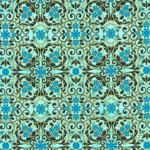 Kaufman Decadent Garden 22544 70 Aqua By The Yard