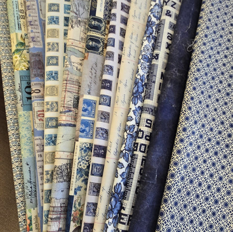 Matt's Mystery Bundles -  4.002 yards - Eclectic Elements Blue- Assorted Remnants