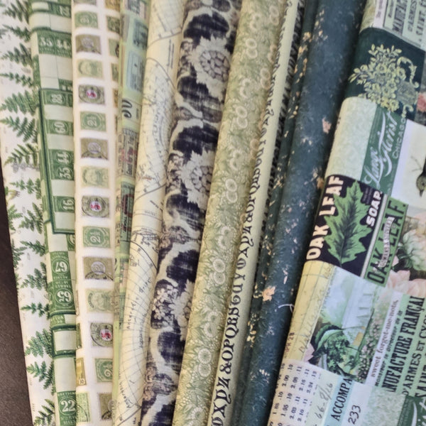 Matt's Mystery Bundles - 4.872 yards - Eclectic Elements Green - Assorted Remnants